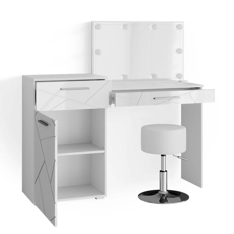 Vicco Schminktisch Irma Weiß 39 cm mit LED Beleuchtung Opt 2 von Vicco