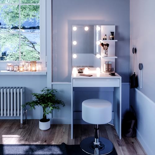 Vicco Schminktisch Isabelle, Weiß, 60 cm mit LED Beleuchtung und Hocker Vicco Schminktisch Isabelle, Weiß, 60 cm mit LED Beleuchtung und Hocker von Vicco