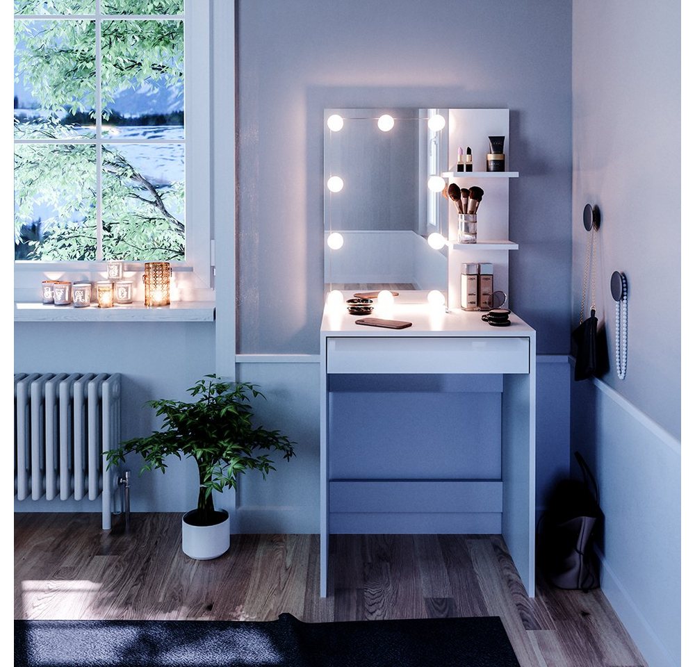 Vicco Schminktisch Isabelle, Weiß, 60 cm mit LED Beleuchtung von Vicco