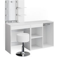 Schminktisch Isabelle, Weiß, 60 cm mit led, Hocker und Schrank Vicco von Vicco