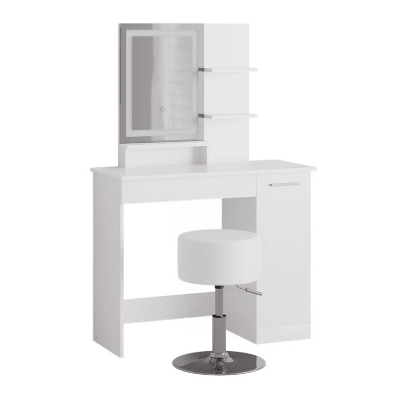Vicco Schminktisch Julia Weiß 90 cm mit LED-Spiegel und Hocker von Vicco