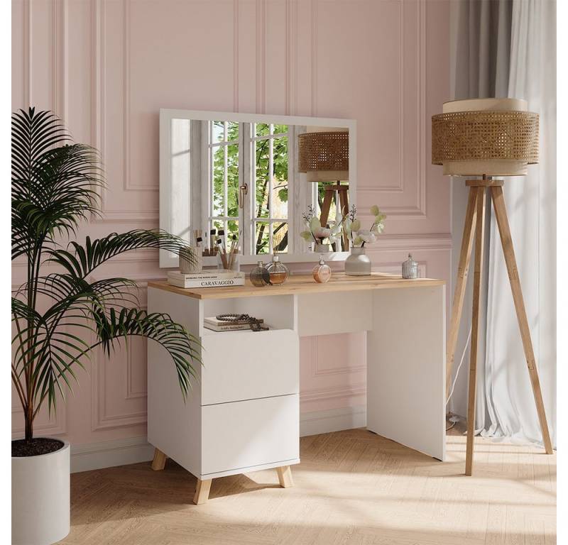 Vicco Schminktisch Karen, Weiß/Artisan, 110 cm mit Schubladen von Vicco