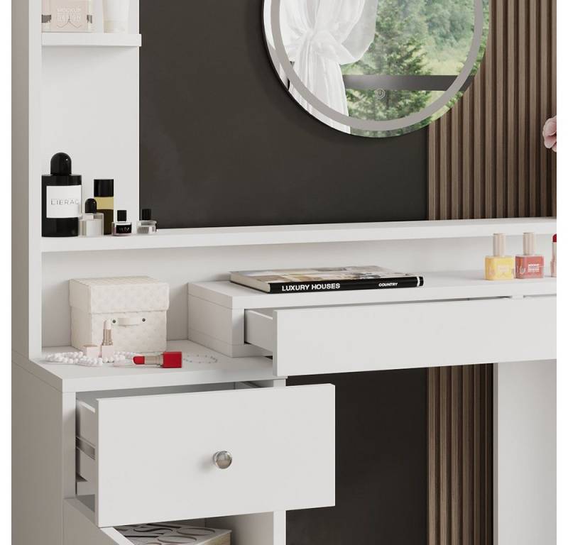 Vicco Schminktisch Garant, Weiß, 116 cm mit LED Beleuchtung von Vicco