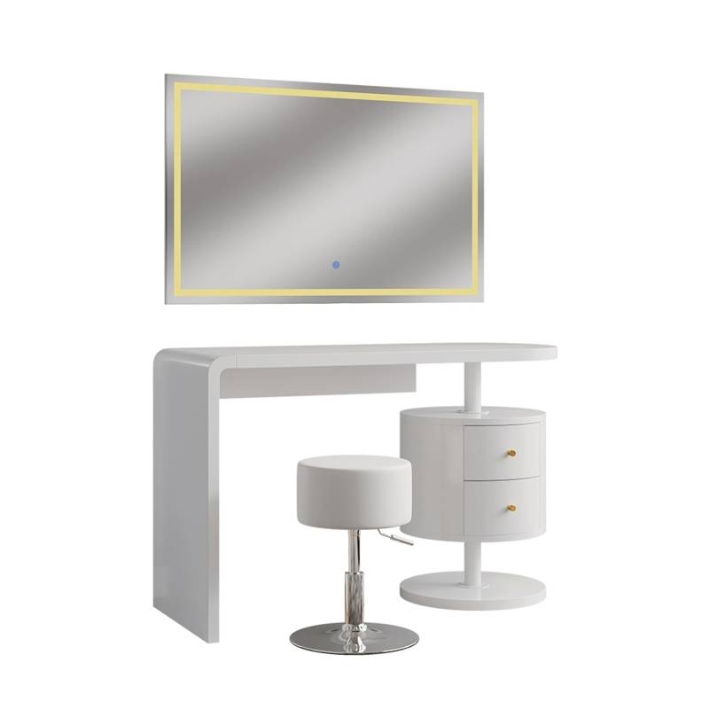 Vicco Schminktisch Lara Weiß 120 cm mit LED-Spiegel und Hocker von Vicco