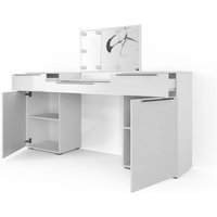 Vicco - Schminktisch Lilli, Weiß, 190 cm mit led Beleuchtung von Vicco