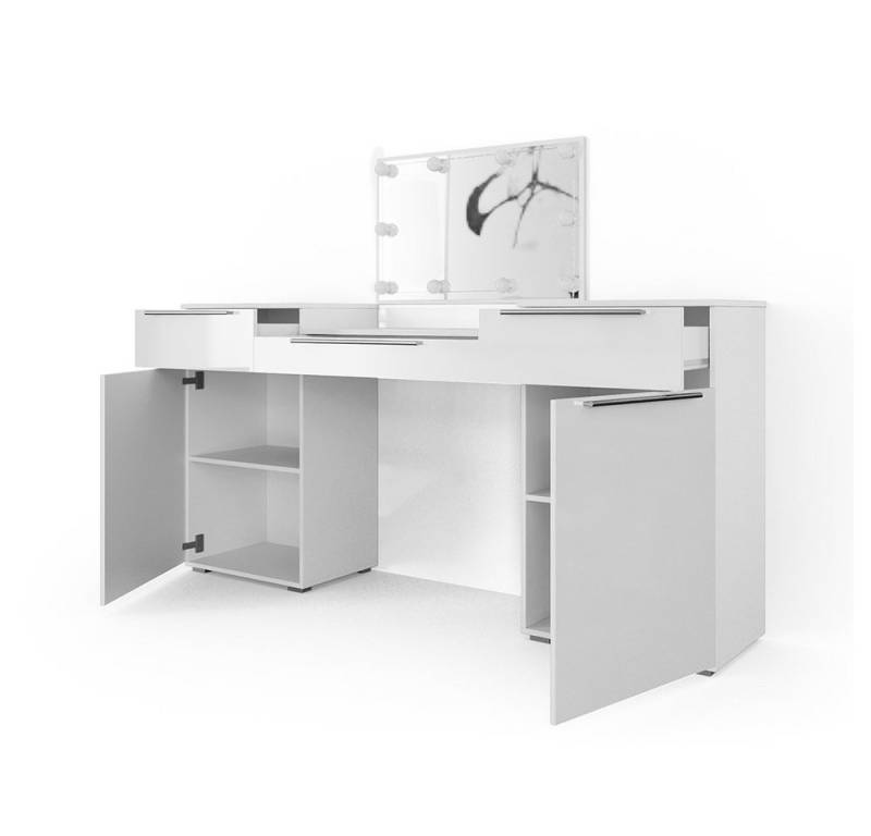Vicco Schminktisch Lilli, Weiß Hochglanz, 190 cm mit LED Beleuchtung von Vicco