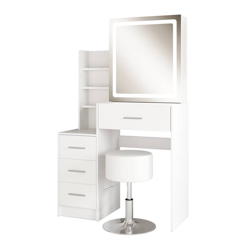 Vicco Schminktisch Lisca Weiß 80 cm mit LED-Spiegel und Hocker von Vicco