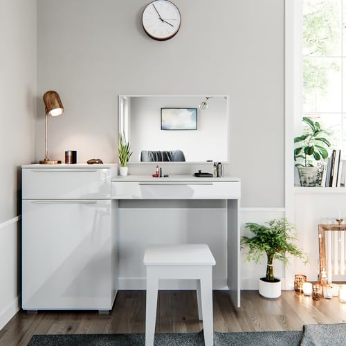 Vicco Schminktisch Lilli, Frisiertisch mit Spiegel, Weiß Hochglanz, 135 cm Vicco Schminktisch Lilli, Frisiertisch mit Spiegel, Weiß Hochglanz, 135 cm von Vicco