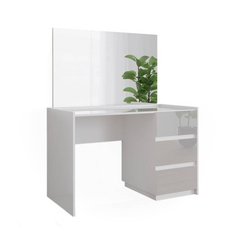 Vicco Schminktisch Marla, Weiß Hochglanz, 120 cm mit 3 Schubladen und Spiegel von Vicco