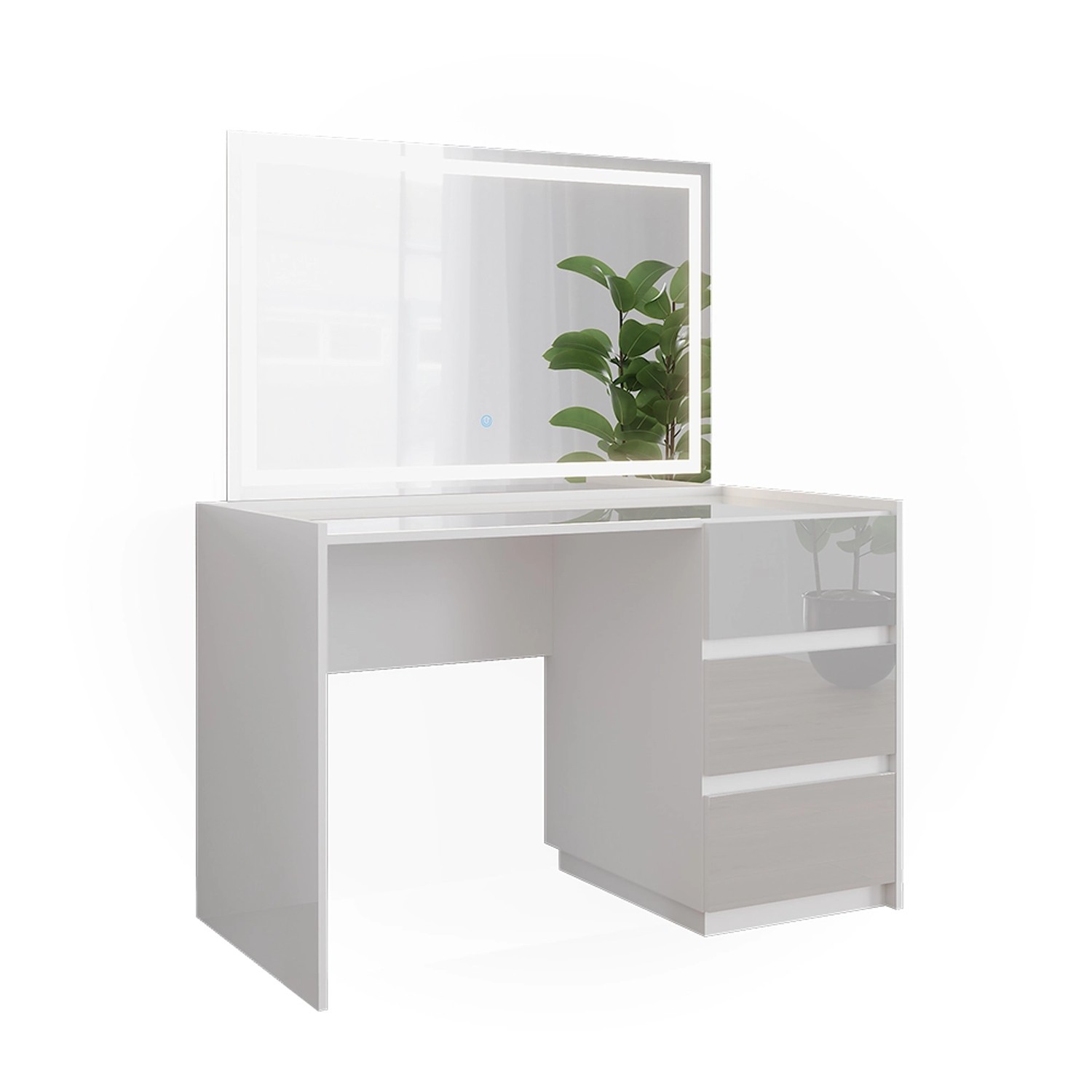 Vicco Schminktisch Marla Weiß Hochglanz 120 cm mit LED-Spiegel Vicco Schminktisch Marla Weiß Hochglanz 120 cm mit LED-Spiegel von Vicco