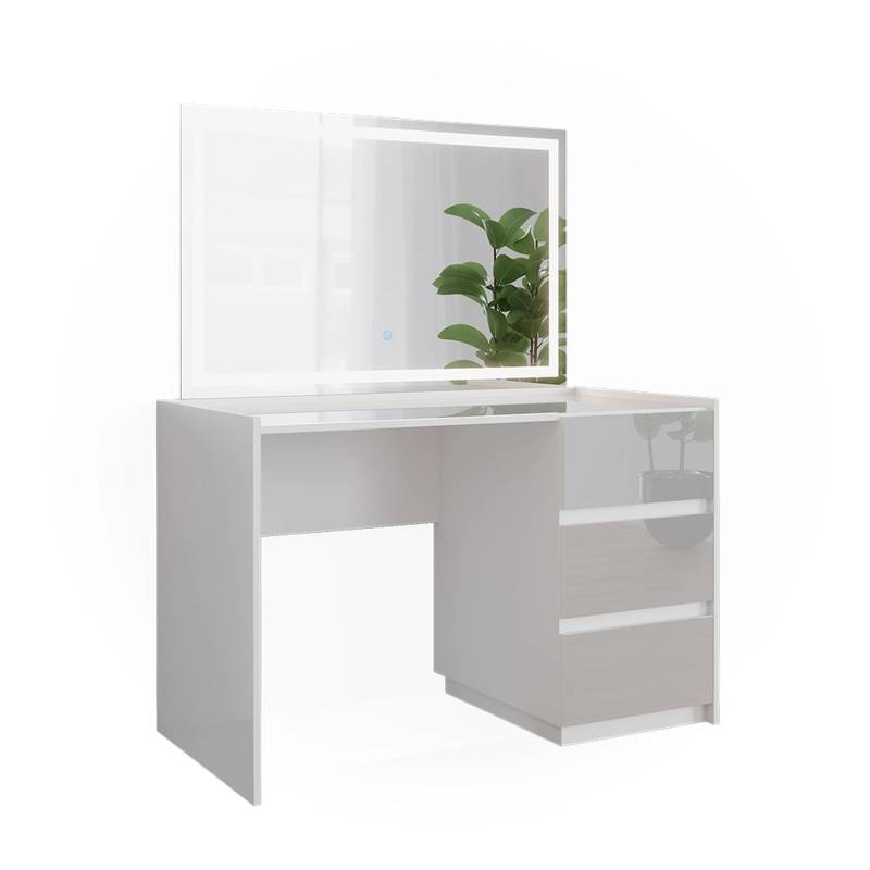 Vicco Schminktisch Marla Weiß Hochglanz 120 cm mit LED-Spiegel von Vicco