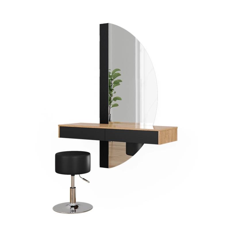 Vicco Schminktisch Melisa Schwarz/Eiche 120 cm mit Beleuchtung und Hocker von Vicco