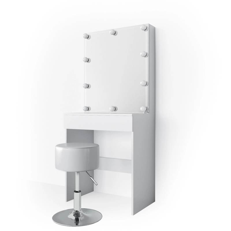 Vicco Schminktisch Melle Weiß 68 cm mit LED Beleuchtung und Hocker von Vicco