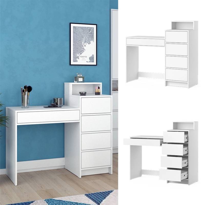 Vicco Schminktisch Naara Weiß 110.5 cm mit 5 Schubladen von Vicco