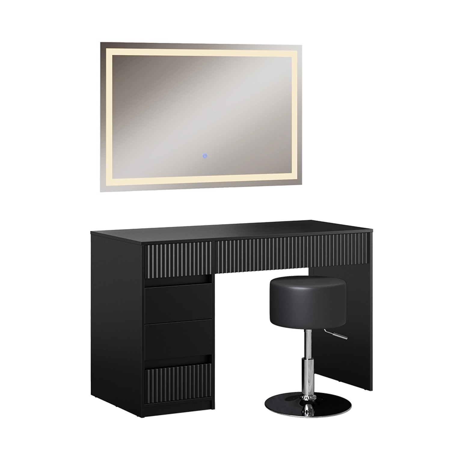 Vicco Schminktisch Omira Schwarz 120 cm mit LED-Spiegel und Hocker Vicco Schminktisch Omira Schwarz 120 cm mit LED-Spiegel und Hocker von Vicco