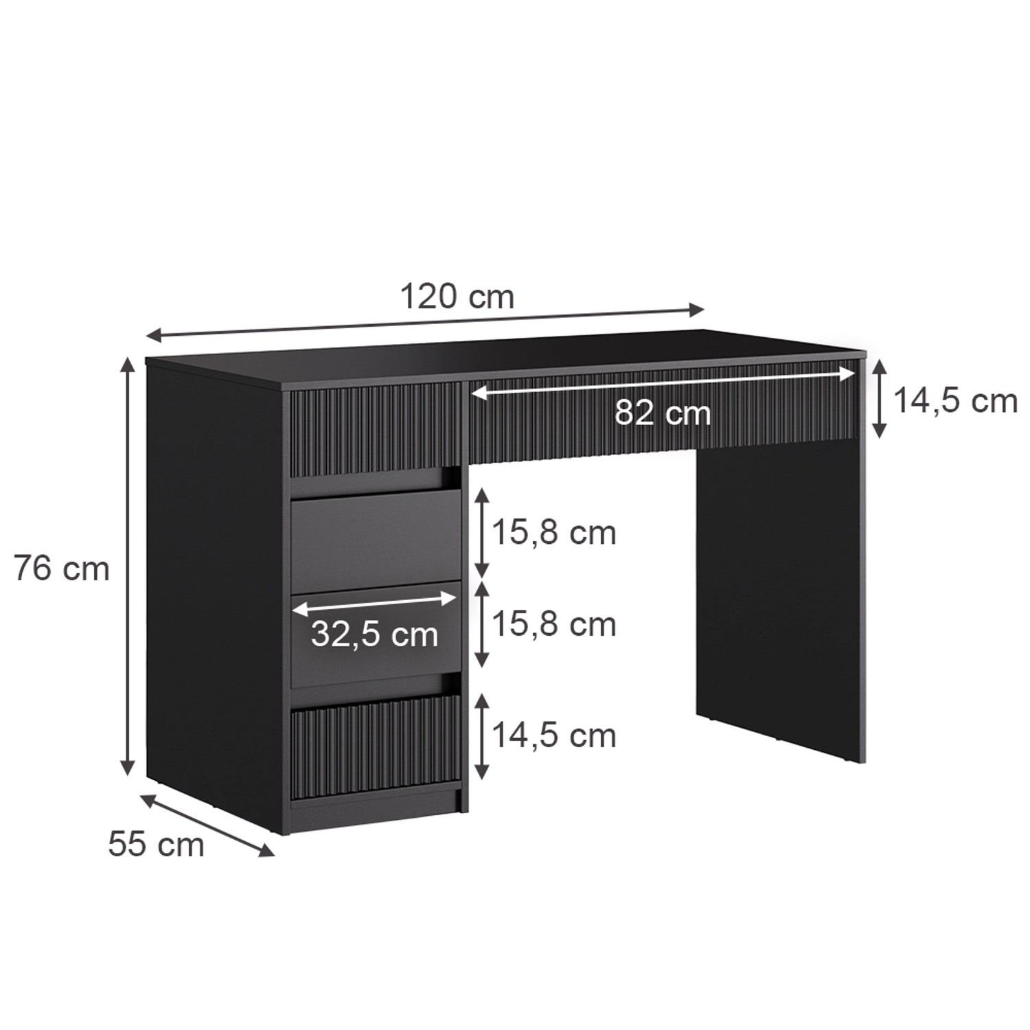 Vicco Schminktisch Omira Schwarz 120 cm ohne Spiegel Vicco Schminktisch Omira Schwarz 120 cm ohne Spiegel von Vicco