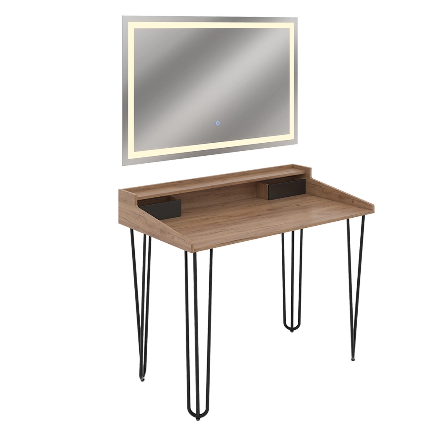 Vicco Schminktisch Sannar Eiche/Schwarz mit LED-Spiegel Vicco Schminktisch Sannar Eiche/Schwarz mit LED-Spiegel von Vicco