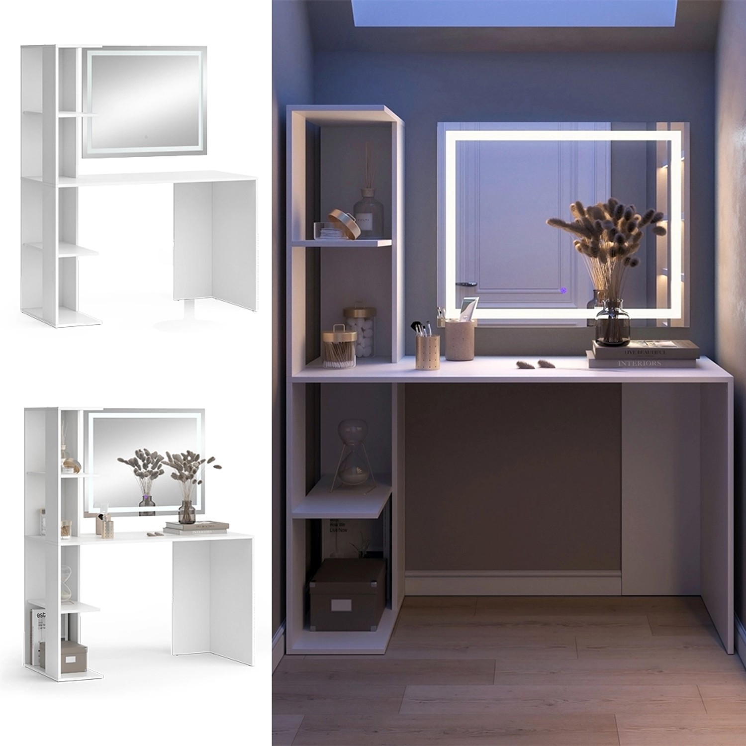 Vicco Schminktisch Tower Weiß 122.2 cm mit LED Spiegel Vicco Schminktisch Tower Weiß 122.2 cm mit LED Spiegel von Vicco