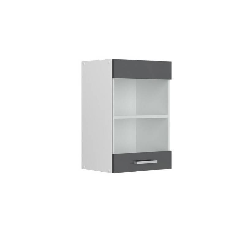 Vicco Schranksystem R-Line, Anthrazit Hochglanz/Weiß, 40 cm mit Glastür von Vicco