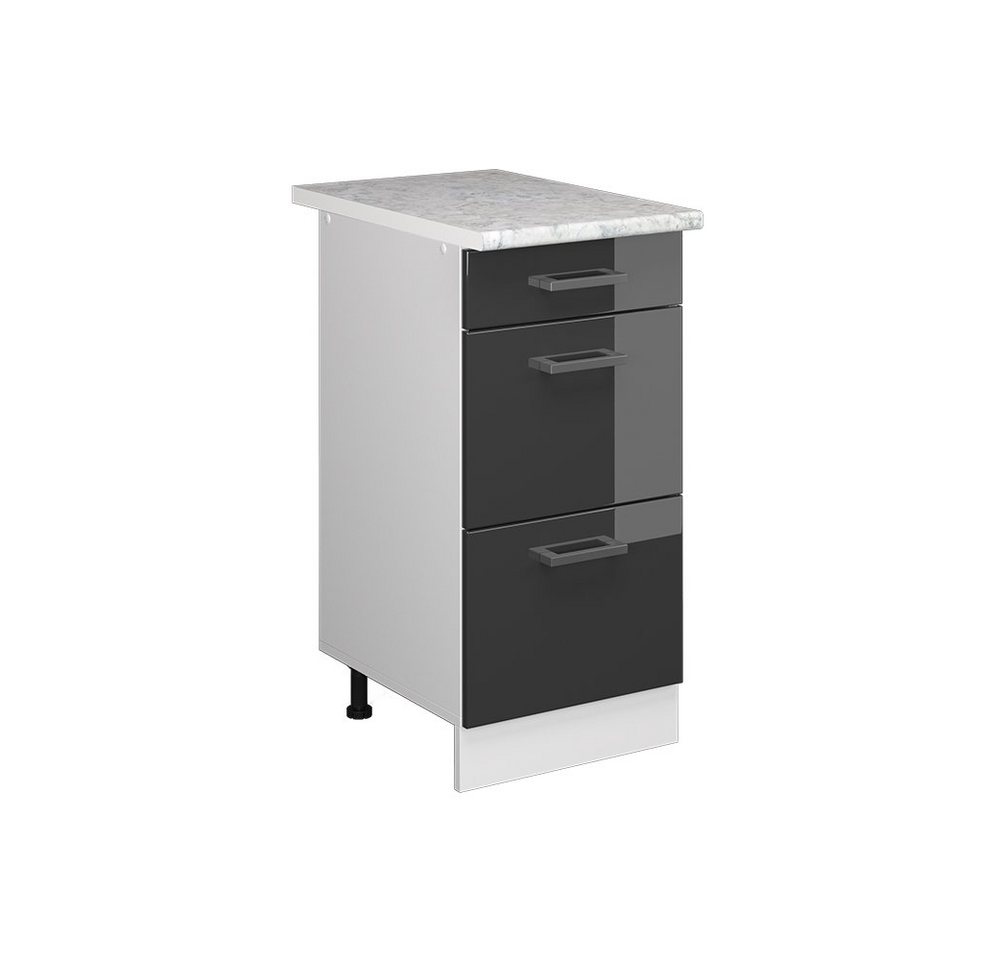 Vicco Schranksystem R-Line, Anthrazit Hochglanz/Weiß, 40 cm mit Schubladen von Vicco