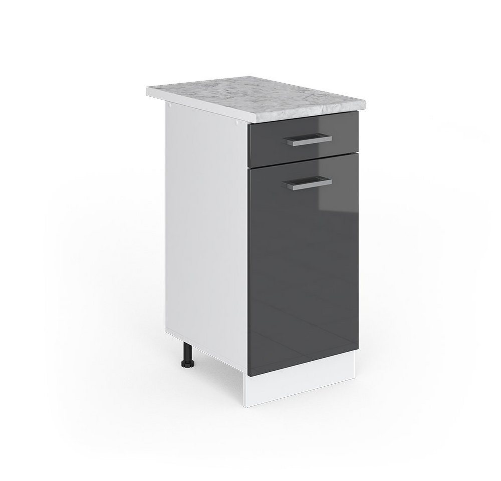 Vicco Schranksystem R-Line, Anthrazit Hochglanz/Weiß, 40cm mit Schublade, mit AP von Vicco