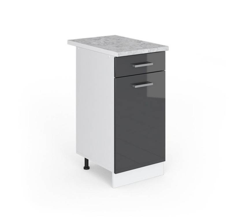 Vicco Schranksystem R-Line, Anthrazit Hochglanz/Weiß, 40cm mit Schublade, mit AP von Vicco