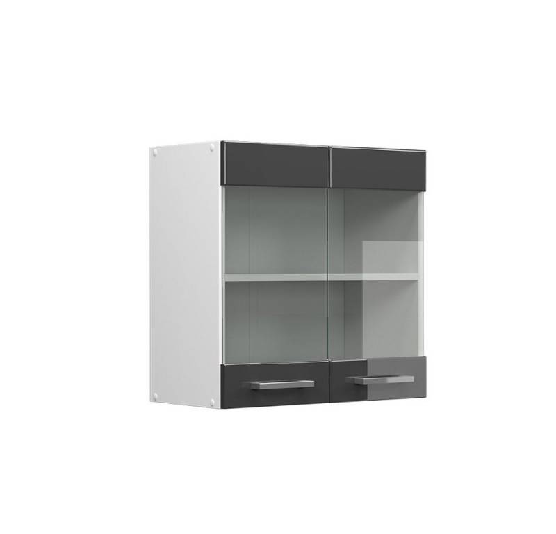 Vicco Schranksystem R-Line, Anthrazit Hochglanz/Weiß, 60 cm mit Glastüren von Vicco