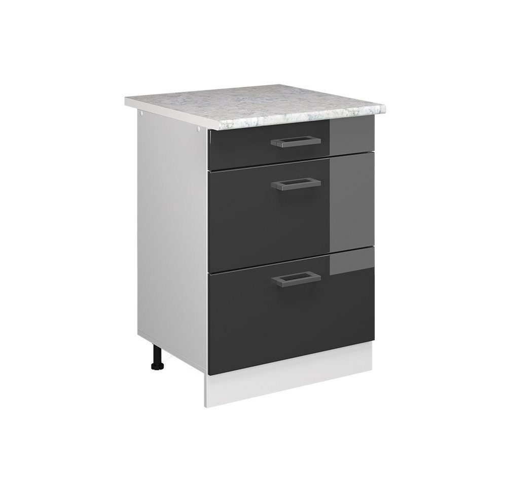 Vicco Schranksystem R-Line, Anthrazit Hochglanz/Weiß, 60 cm mit Schubladen von Vicco