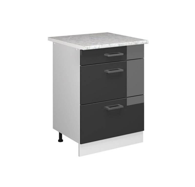 Vicco Schranksystem R-Line, Anthrazit Hochglanz/Weiß, 60 cm mit Schubladen von Vicco