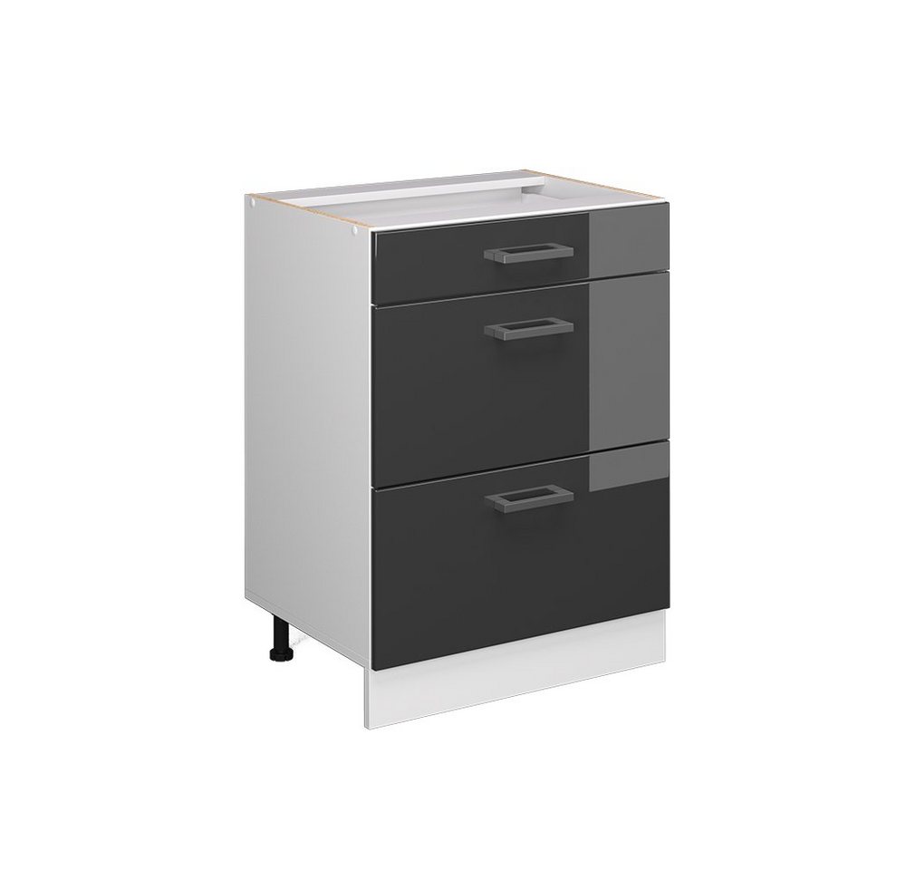 Vicco Schranksystem R-Line, Anthrazit Hochglanz/Weiß, 60cm mit Schubladen, ohne AP von Vicco