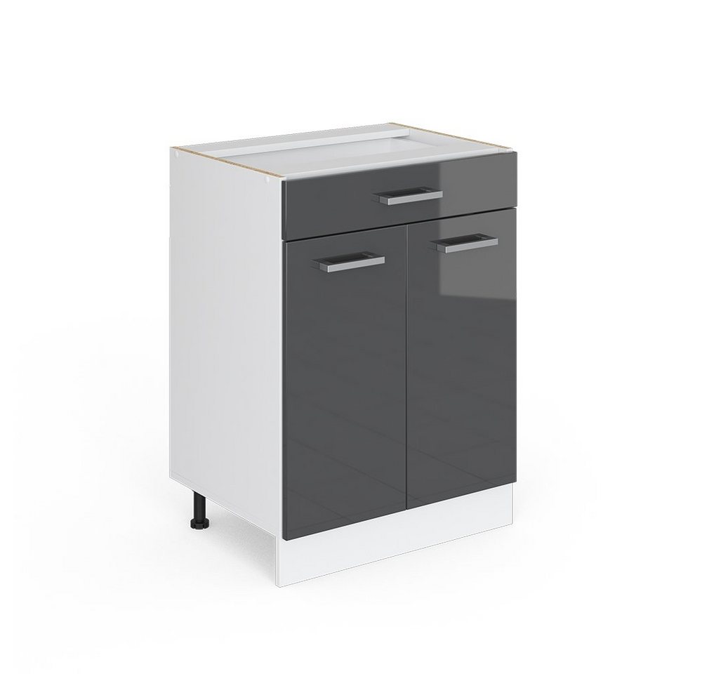 Vicco Schranksystem R-Line, Anthrazit Hochglanz/Weiß, 60cm mit Schubladen, ohne AP von Vicco