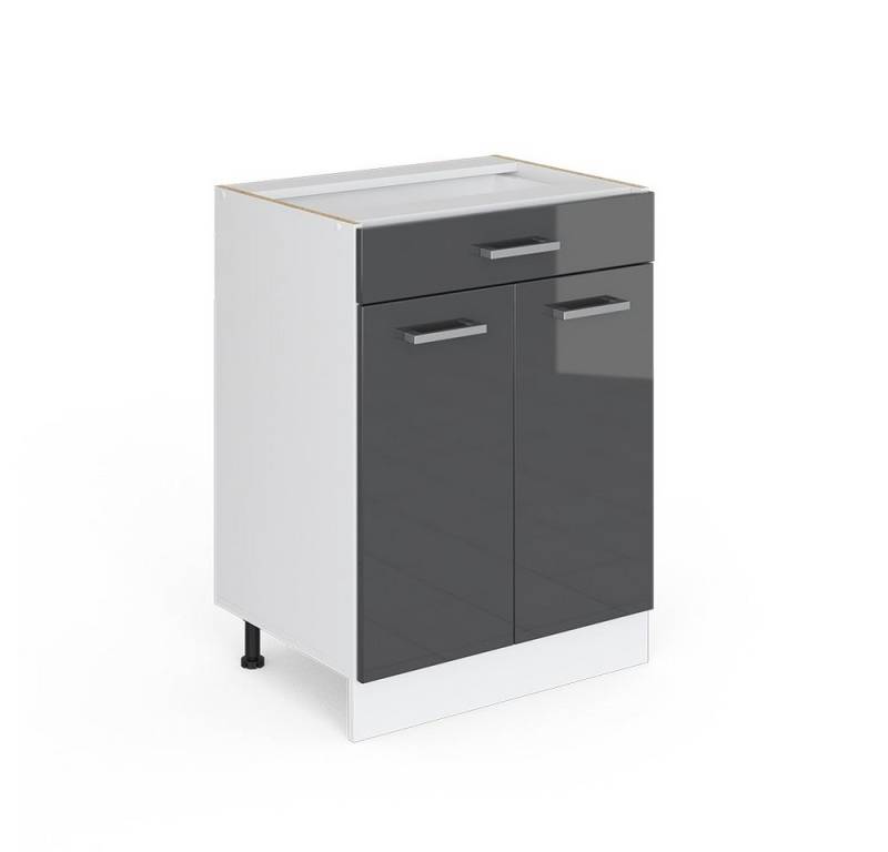 Vicco Schranksystem R-Line, Anthrazit Hochglanz/Weiß, 60cm mit Schubladen, ohne AP von Vicco