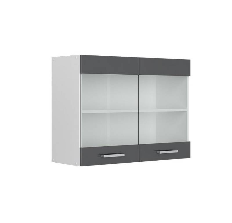 Vicco Schranksystem R-Line, Anthrazit Hochglanz/Weiß, 80 cm mit Glastüren von Vicco