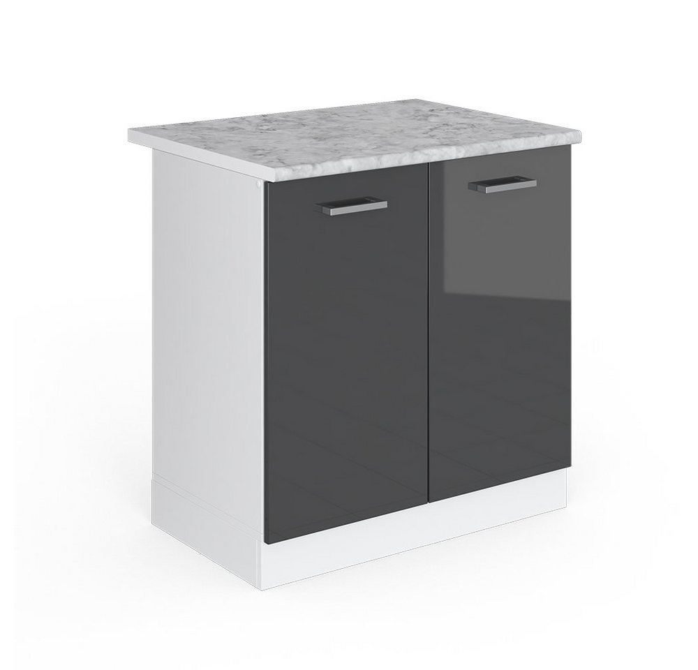 Vicco Schranksystem R-Line, Anthrazit Hochglanz/Weiß, 80 cm mit Türen, mit Arbeitsplatte von Vicco