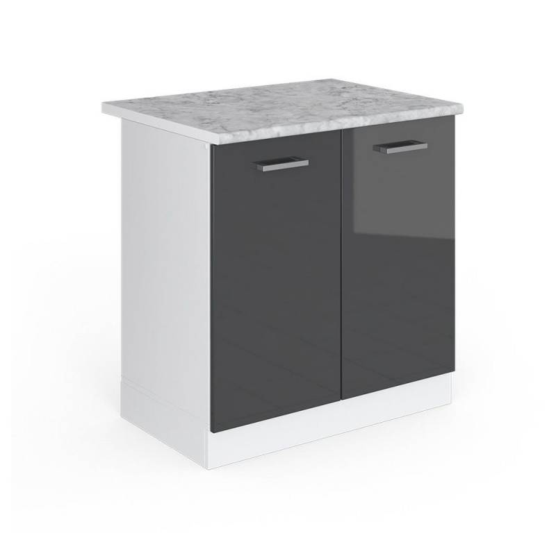 Vicco Schranksystem R-Line, Anthrazit Hochglanz/Weiß, 80 cm mit Türen, mit Arbeitsplatte von Vicco