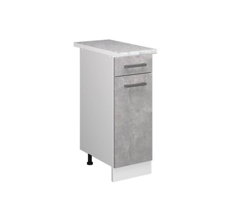 Vicco Schranksystem R-Line, Beton/Weiß, 30 cm mit Schublade, mit Arbeitsplatte von Vicco