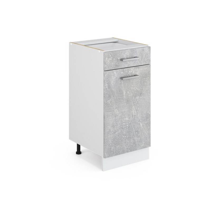 Vicco Schranksystem R-Line, Beton/Weiß, 40 cm mit Schublade, mit Arbeitsplatte von Vicco