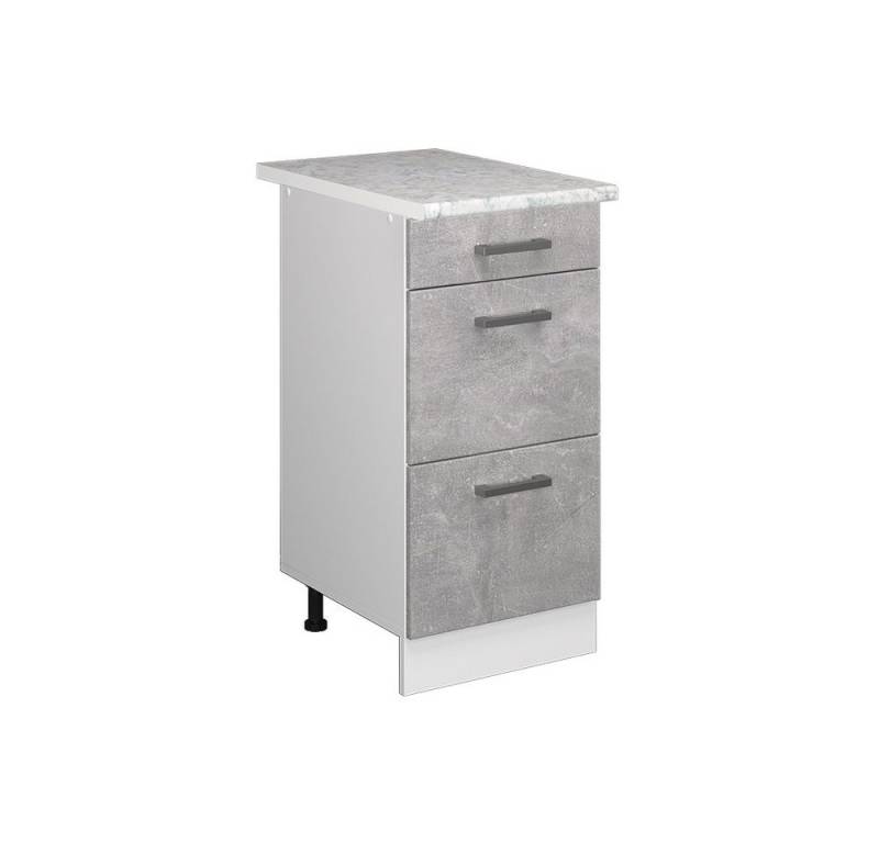 Vicco Schranksystem R-Line, Beton/Weiß, 40 cm mit Schubladen von Vicco
