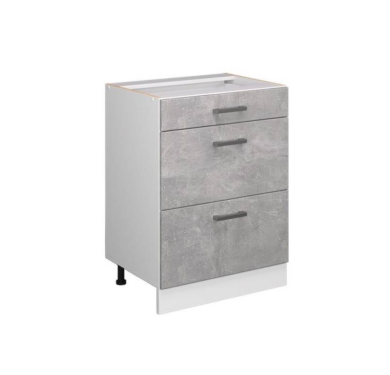 Vicco Schranksystem R-Line, Beton/Weiß, 60 cm mit Schubladen, ohne Arbeitsplatte von Vicco
