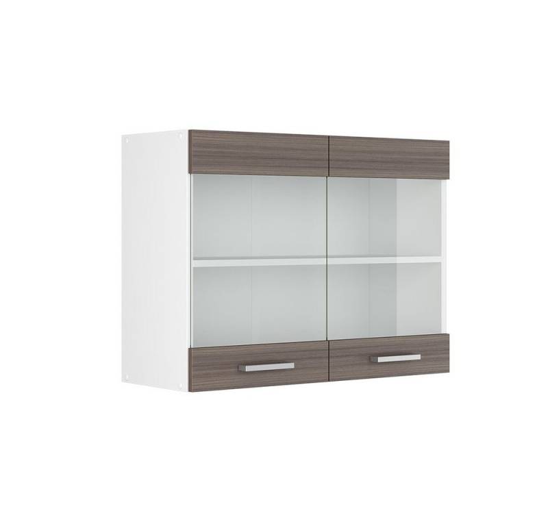 Vicco Schranksystem R-Line, Grau/Weiß, 80 cm mit Glastüren von Vicco