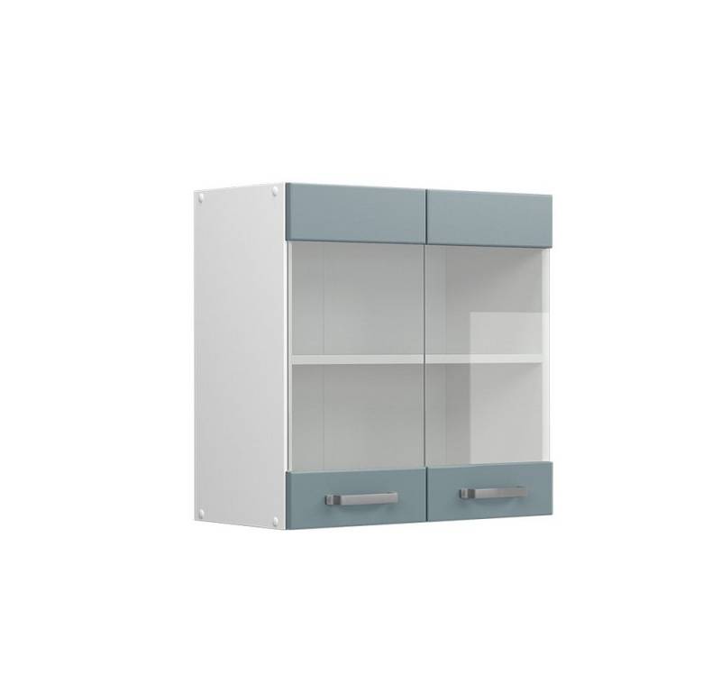 Vicco Schranksystem R-Line, Blau-Grau/Weiß, 60 cm mit Glastüren von Vicco
