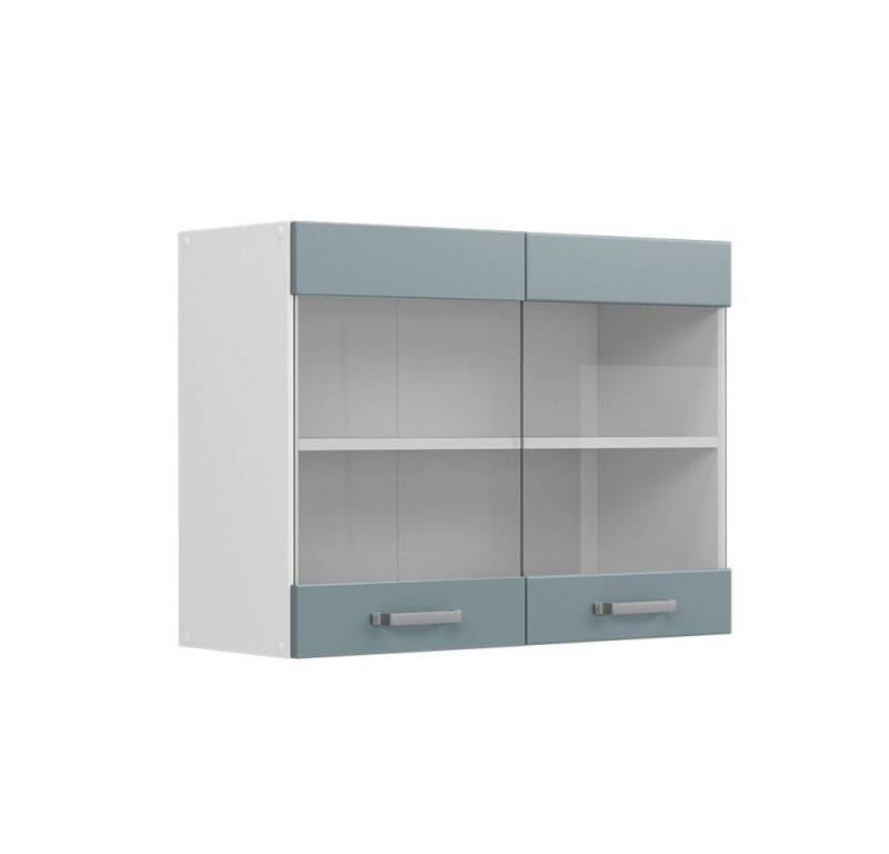 Vicco Schranksystem R-Line, Blau-Grau/Weiß, 80 cm mit Glastüren von Vicco