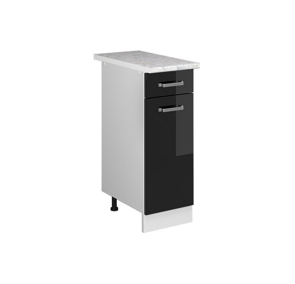 Vicco Schranksystem R-Line, Schwarz Hochglanz/Weiß, 30cm mit Schublade, mit AP von Vicco
