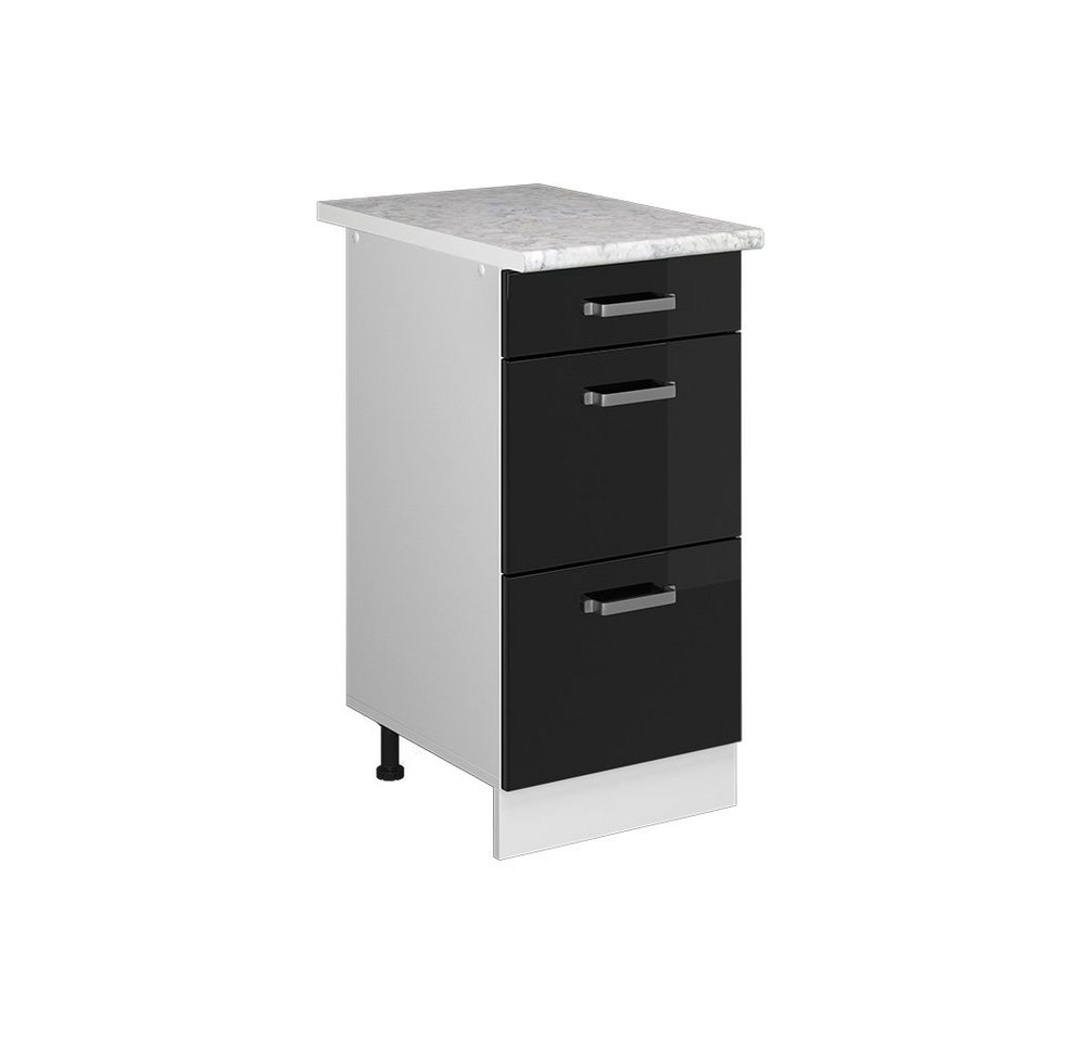 Vicco Schranksystem R-Line, Schwarz Hochglanz/Weiß, 40 cm mit Schubladen von Vicco