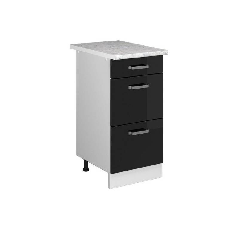 Vicco Schranksystem R-Line, Schwarz Hochglanz/Weiß, 40 cm mit Schubladen von Vicco