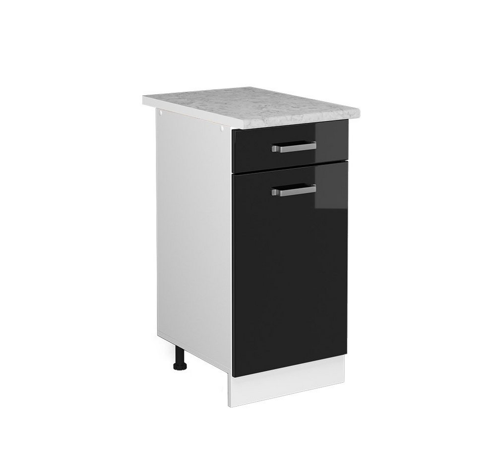 Vicco Schranksystem R-Line, Schwarz Hochglanz/Weiß, 40cm mit Schublade, mit AP von Vicco