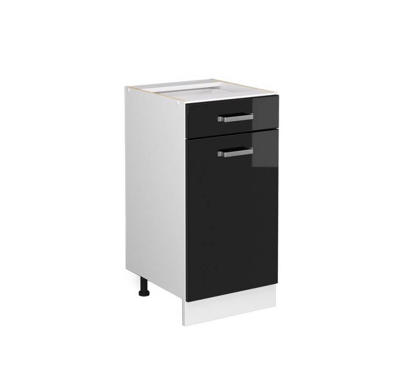 Vicco Schranksystem R-Line, Schwarz Hochglanz/Weiß, 40cm mit Schublade, ohne AP von Vicco