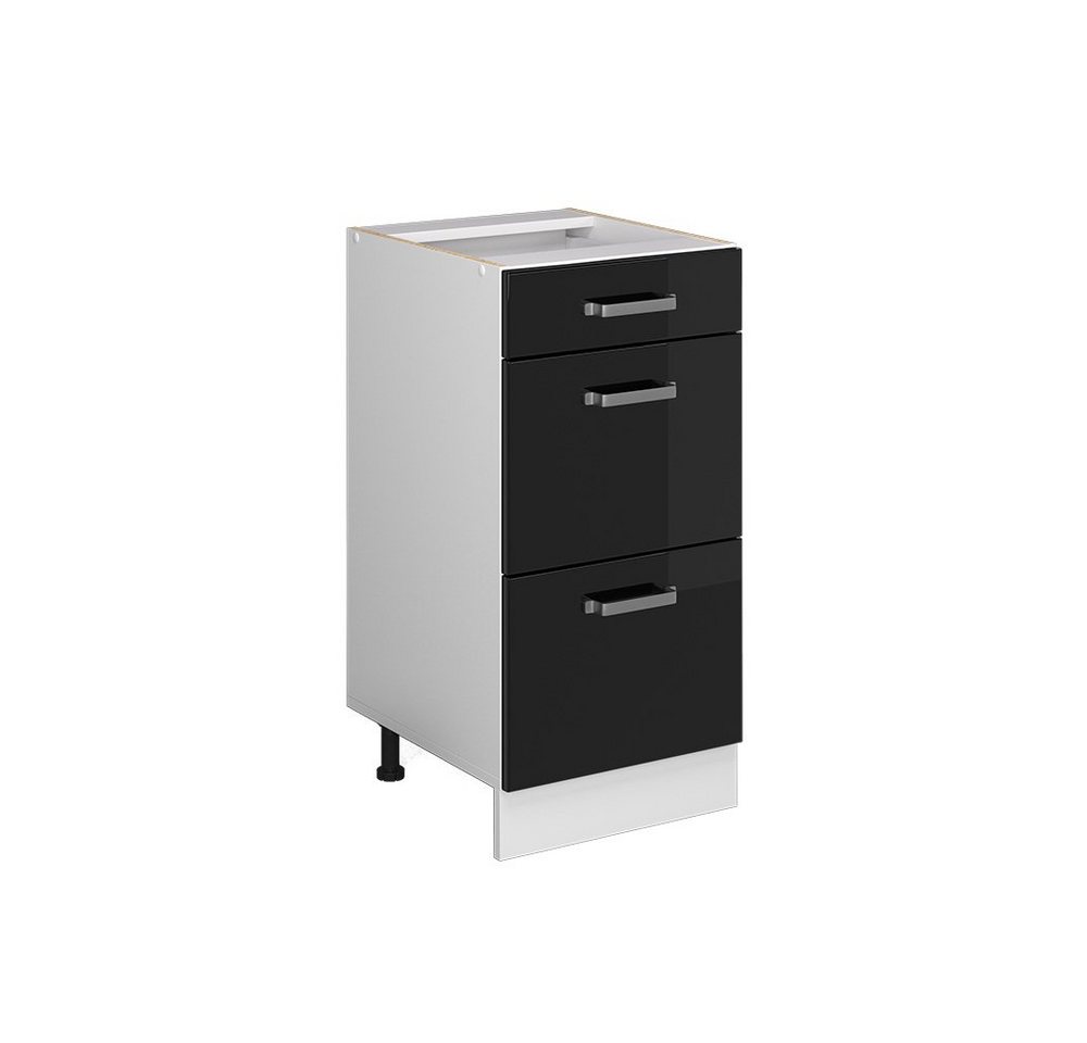 Vicco Schranksystem R-Line, Schwarz Hochglanz/Weiß, 40cm mit Schubladen, ohne AP von Vicco
