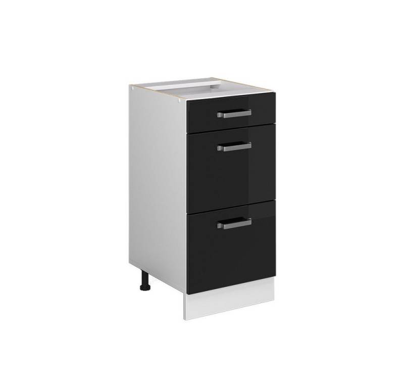 Vicco Schranksystem R-Line, Schwarz Hochglanz/Weiß, 40cm mit Schubladen, ohne AP von Vicco