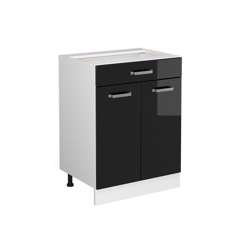 Vicco Schranksystem R-Line, Schwarz Hochglanz/Weiß, 60cm mit Schubladen, ohne AP von Vicco